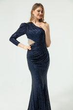 Women'S One Arm Sequined And Stone Long Evening Dress Dress