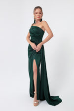 Woman One Shoulder Satin Evening Dresses & Graduation Dress