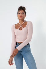 Woman Long Sleeve Knitting Crop