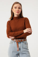 Women'S Bike Collar Knit Blouse