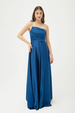 Women'S Stone Hanger Clash Cut Long Satin Evening Dress