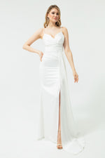 Long Satin Evening Dress With Women Strap & Graduation Dress