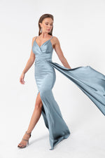 Long Satin Evening Dress With Women Strap & Graduation Dress