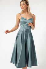 Woman Slim Satin Evening Dress With Slim Hanger