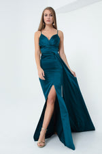 Long Satin Evening Dress With Women Strap & Graduation Dress