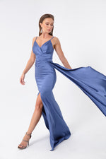 Long Satin Evening Dress With Women Strap & Graduation Dress