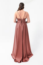 Women'S Flywheel Slitted Big Size Satin Evening Dress Graduation Dress