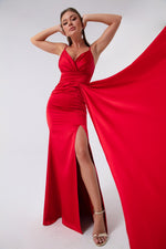 Long Satin Evening Dress With Women Strap & Graduation Dress