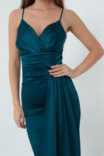 Long Satin Evening Dress With Women Strap & Graduation Dress