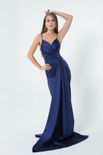 Long Satin Evening Dress With Women Strap & Graduation Dress