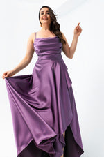 Women'S Flywheel Slitted Big Size Satin Evening Dress Graduation Dress