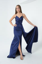 Long Satin Evening Dress With Women Strap & Graduation Dress