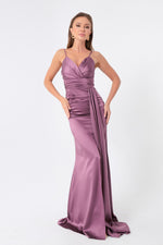 Long Satin Evening Dress With Women Strap & Graduation Dress