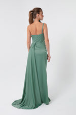 Woman One Shoulder Satin Evening Dresses & Graduation Dress