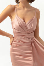 Long Satin Evening Dress With Women Strap & Graduation Dress