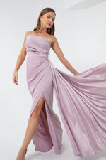 Woman One Shoulder Satin Evening Dresses & Graduation Dress