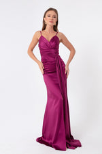 Long Satin Evening Dress With Women Strap & Graduation Dress