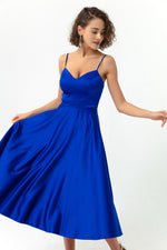 Woman Slim Satin Evening Dress With Slim Hanger