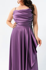 Women'S Flywheel Slitted Big Size Satin Evening Dress Graduation Dress