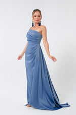 Woman One Shoulder Satin Evening Dresses & Graduation Dress