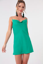 Satin Dress With Women Chain Strap