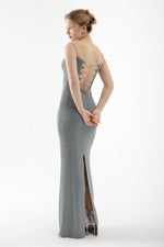 Women'S Stone Hanger Long Evening Dress With Back Dica