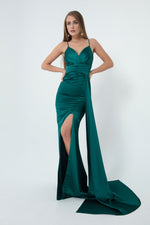 Long Satin Evening Dress With Women Strap & Graduation Dress