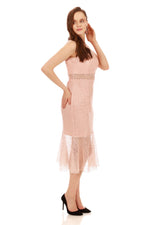 Angelino Powder Lace Volan Short Evening Dress