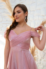 Angelino Powder Organze Low Sleeve Short Evening Dress