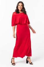 KL792 Lace Above Plus Size Long Evening Dress Red