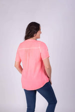 Angelino Open Collar Half Sleeve Blouse