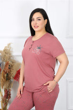 Women's Plus Size Short Sleeve Pajamas Set 202186