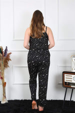 Women's Large Size Black Rope Strap Pajamas Set 202198