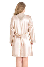 Plus Size Ivory Short Double Satin Nightgown Set 6154