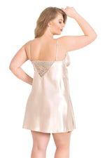Plus Size Ivory Short Double Satin Nightgown Set 6154