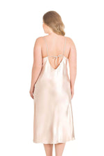 Large Size Ivory Long Double Satin Dressing Gown and Nightgown Set