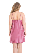 Plus Size Dried Rose Short Satin Nightgown