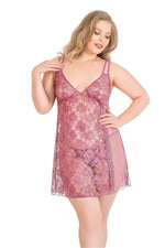 Plus Size Dried Rose Short Tulle Nightgown