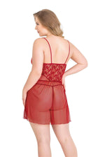 Plus Size Red Short Tulle Nightgown