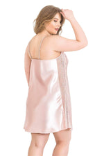 Plus Size Powder Short Satin Nightgown