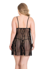 Plus Size Black Short Tulle Nightgown