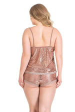 Plus Size Mink Jacquard Babydoll Shorts Set