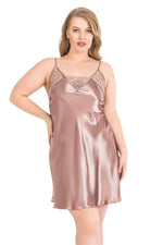 Plus Size Mink Short Double Satin Dressing Gown and Nightgown Set
