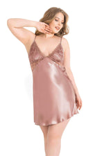 Plus Size Mink Short Satin Nightgown