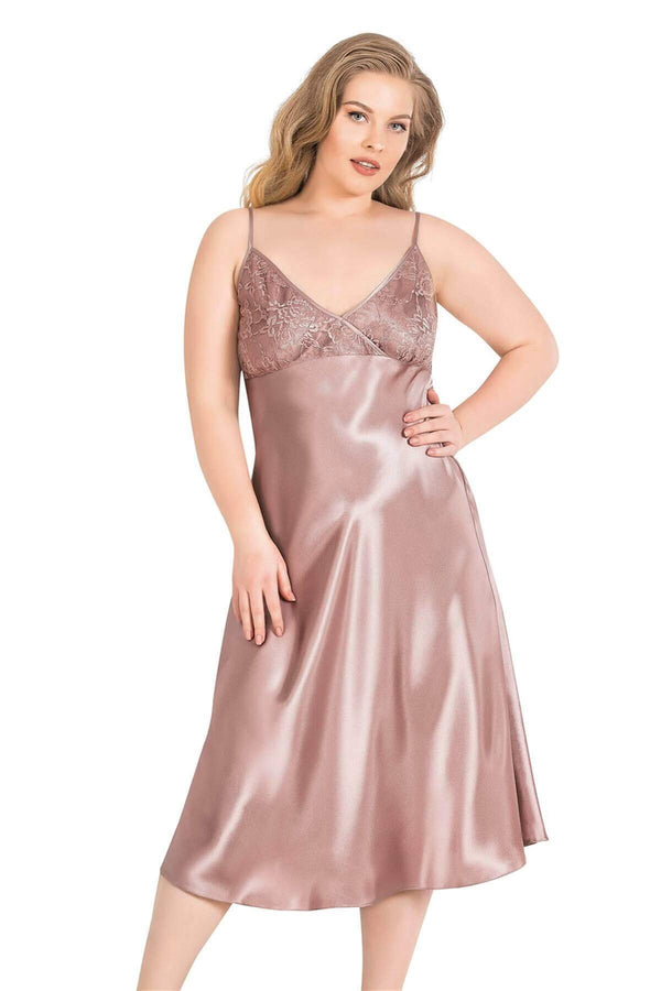 Plus Size Mink Long Satin Nightgown