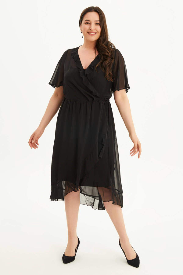 Angelino Lined Wrap-Around Chiffon Dress
