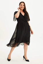 Angelino Lined Wrap-Around Chiffon Dress