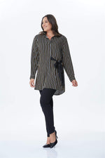 Angelino Tie Detailed Striped Long Shirt