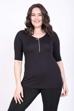 Angelino Ballerina Neck Zipper T-Shirt