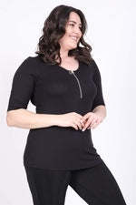 Angelino Ballerina Neck Zipper T-Shirt